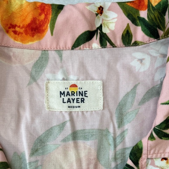 Marine Layer Peach Print Button Down Shirt Women’s M Pink Orange Floral - Picture 7 of 10